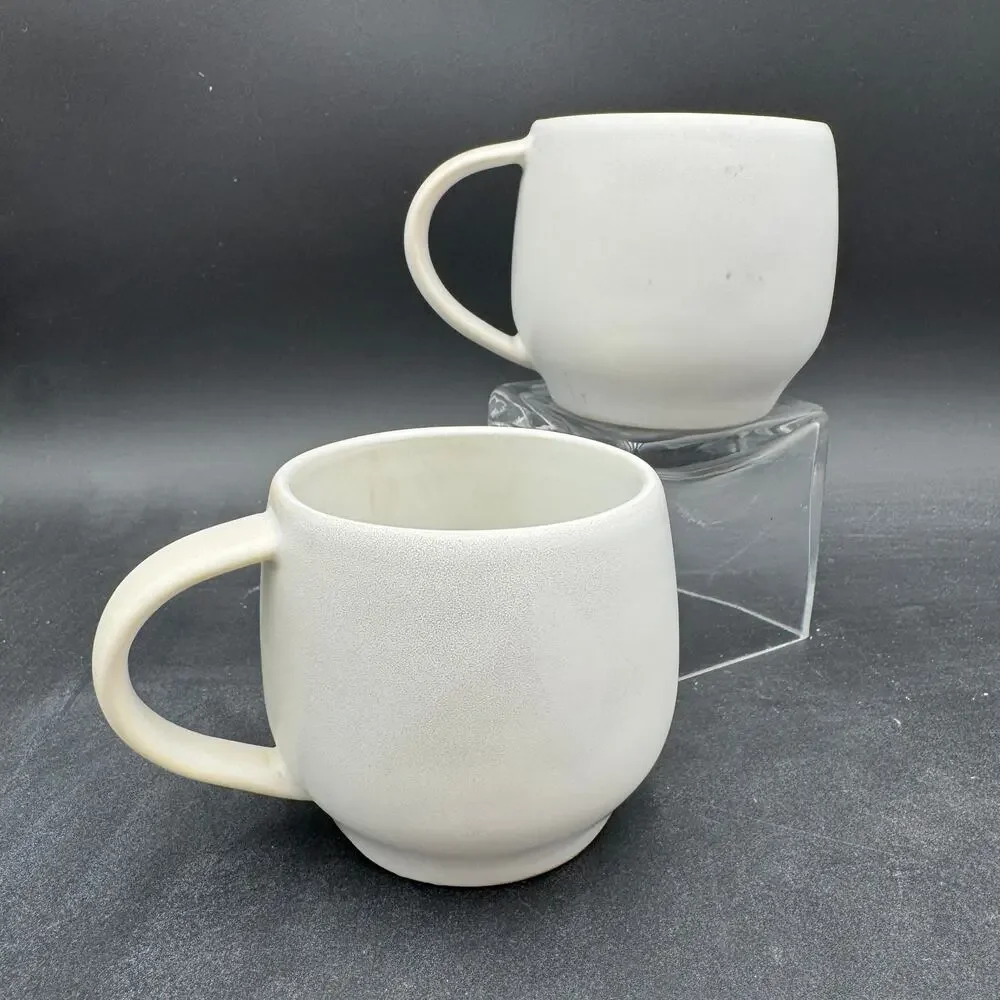 Pottery Barn Ghost Mugs Halloween Stoneware Kitchen Matte White Spooky